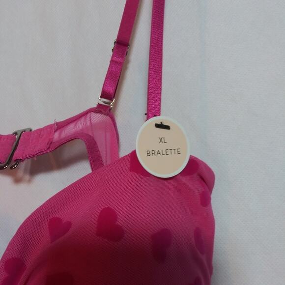 Forever 21 Pink Heart Patterned Lingerie Crop Top Festival Girly Size XL - Picture 4 of 8